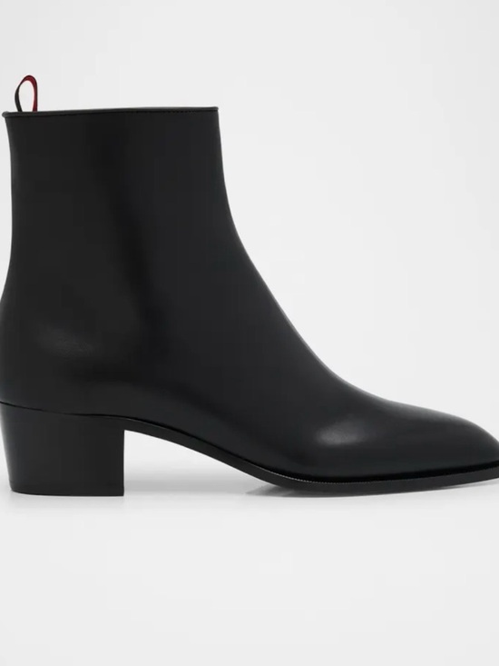 CHRISTIAN LOUBOUTIN ZIGGISSIMO FOREVER BLACK LEATHER ANKLE BOOTS ZIPPER SZ 42.5